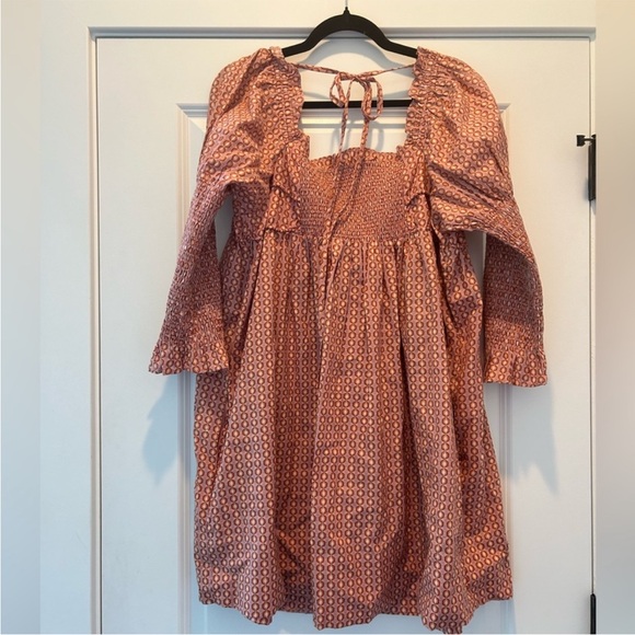 NWT Free People Star Dip Tiered Smocked Button Front Cotton Dress - Picture 8 of 9